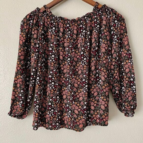 Forever 21 Ditzy Floral Boho 3/4 Sleeve Peasant Top-Med - Picture 4 of 10